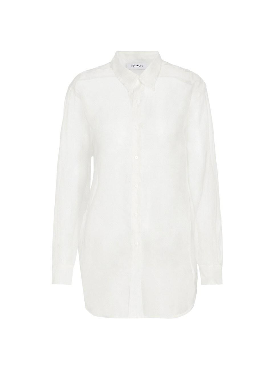 Womens Oversized Sheer Button-Front Shirt Product Image