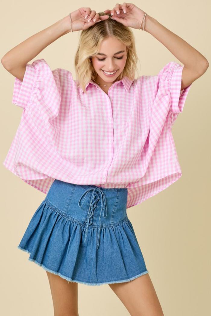 Tie Front Denim Skort Product Image