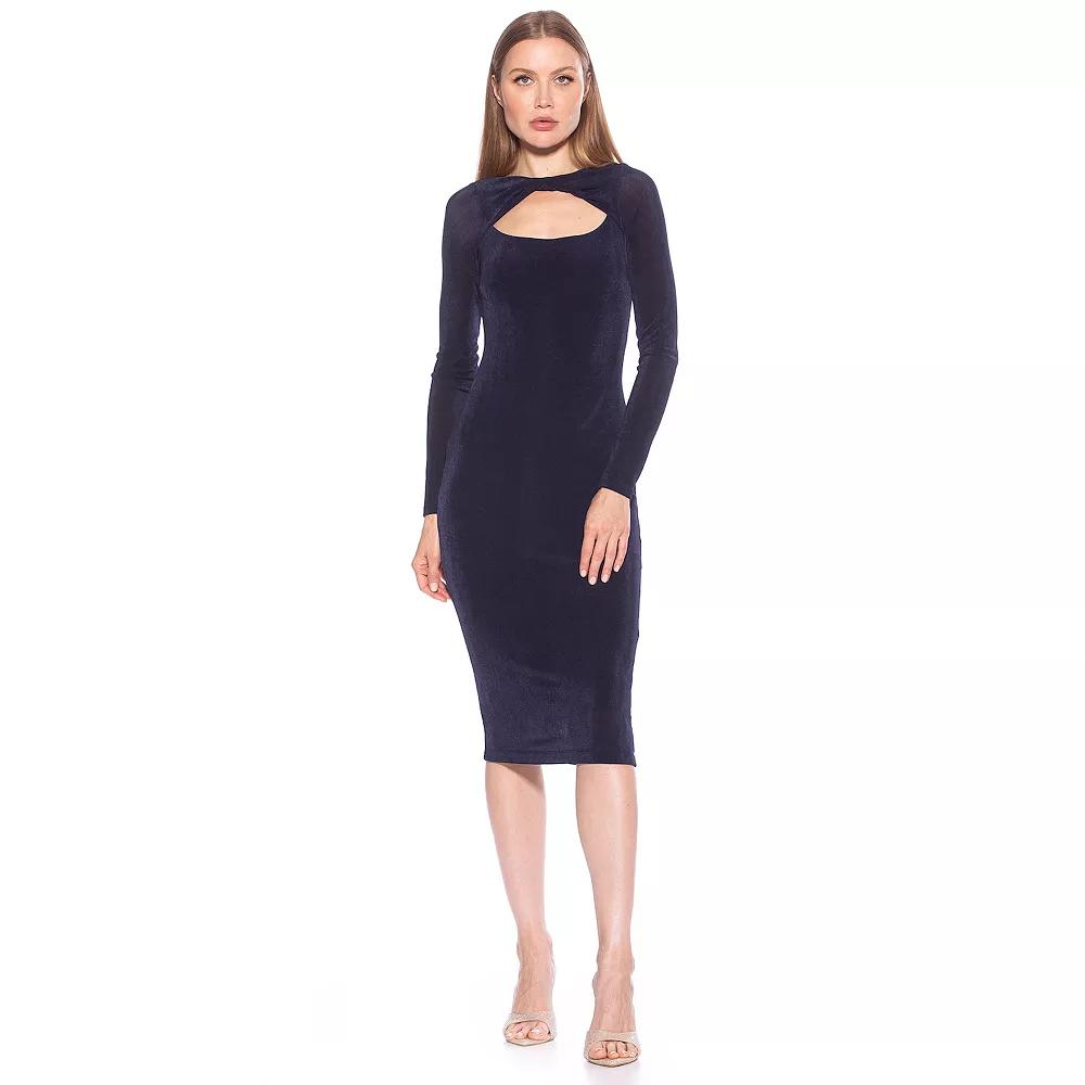 Women's ALEXIA ADMOR Tanya Twist Front Cutout Long Sleeve Midi Dress,  Product Image