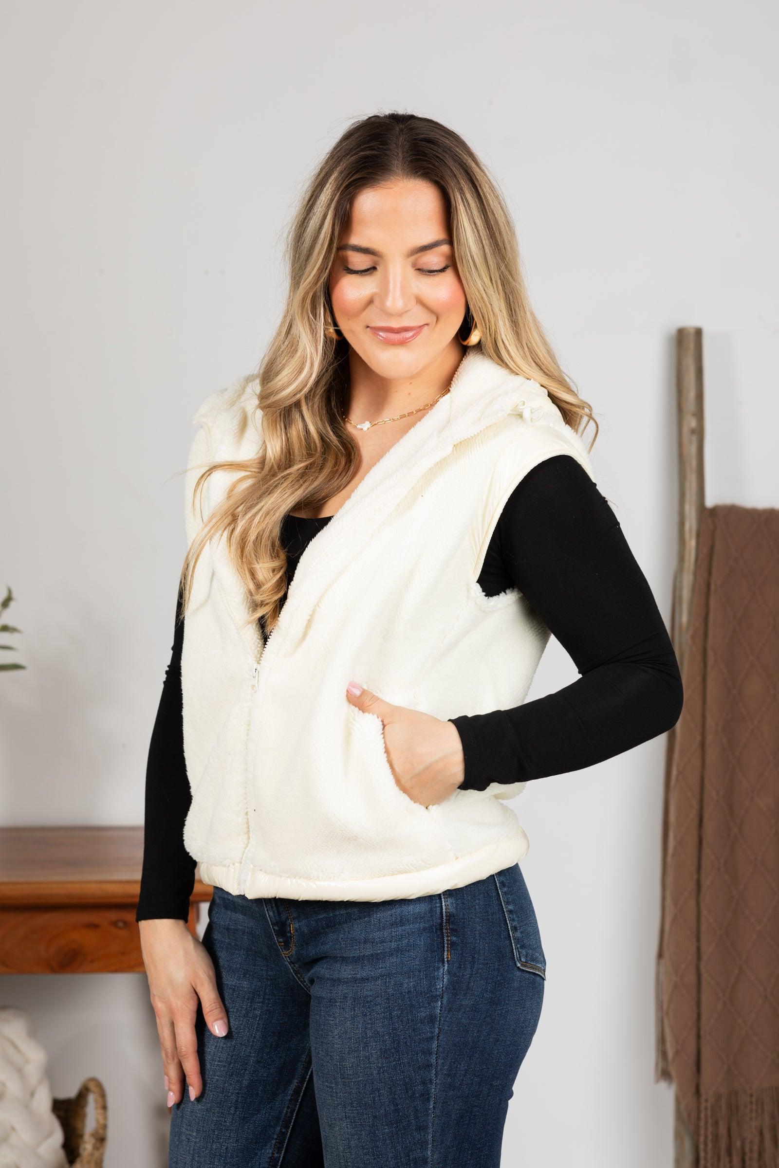 Plush Faux Fur Zip Up Vest Product Image