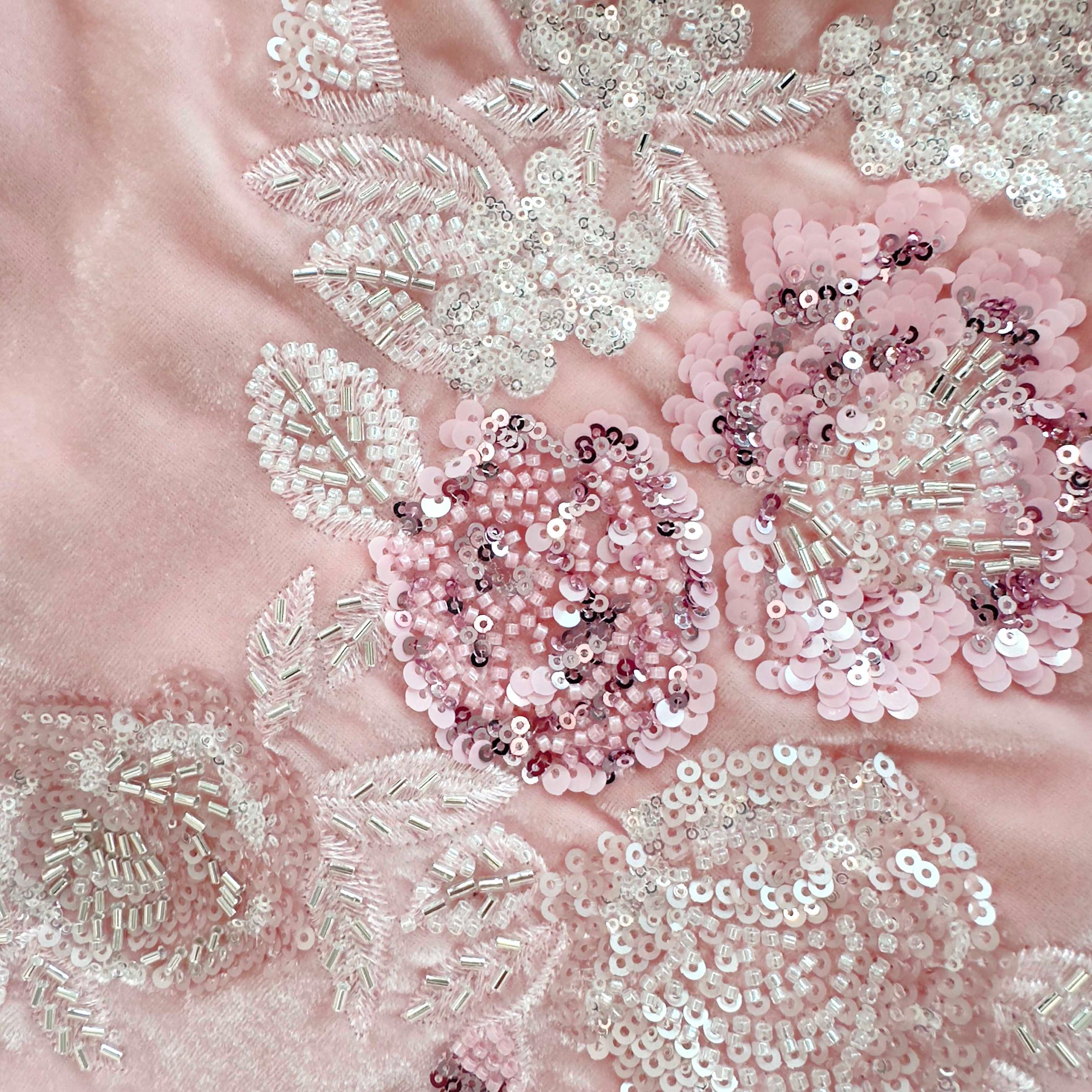 Pink Embellished Velvet Maxi Dress Product Image