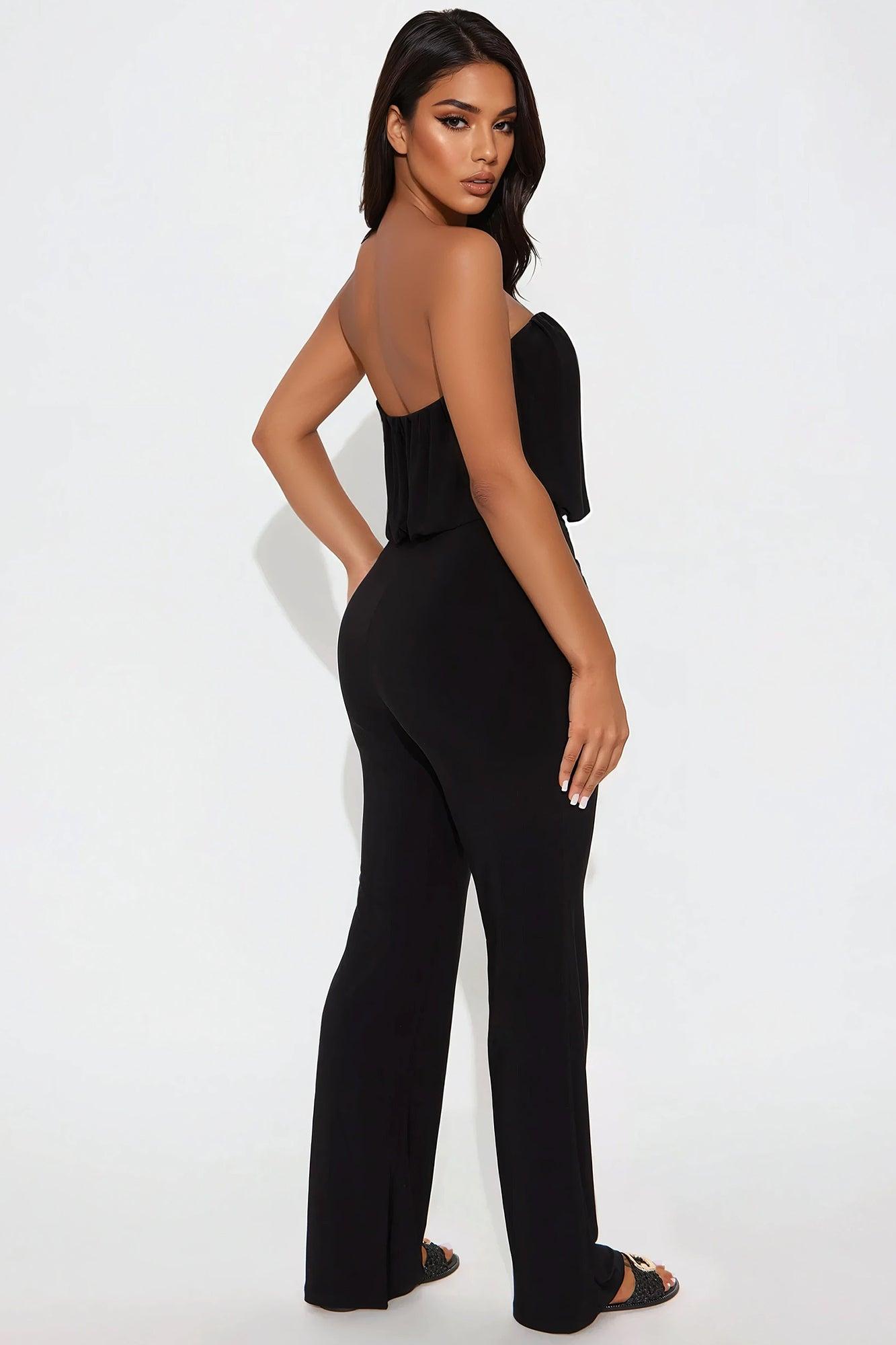 Briana Bubble Top Jumpsuit - Black Product Image