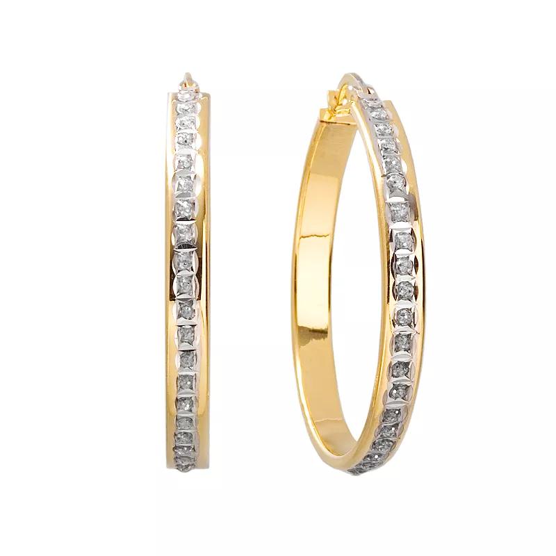 Diamond Mystique 18k Gold Over Silver Hoop Earrings, Women's, Yellow Product Image