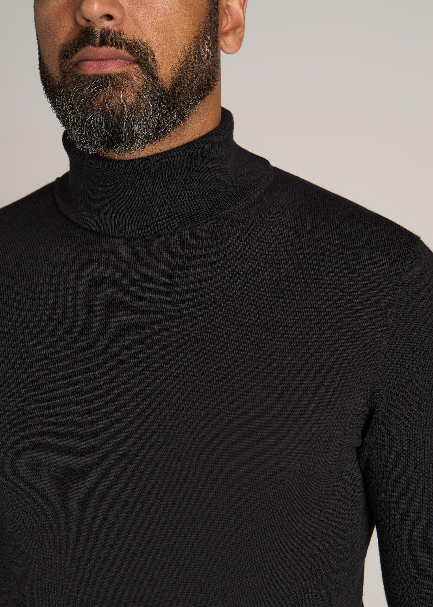 Turtleneck Sweater for Tall Men in Black Male Product Image