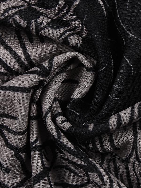 Long Sleeves Skinny Printed See-Through Split-Joint High Neck Evening Dresses Maxi Dresses Product Image