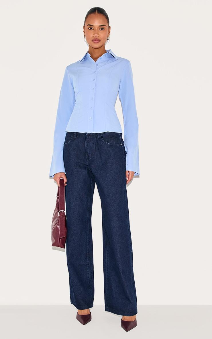 Light Blue Cotton Fitted Shirt Product Image