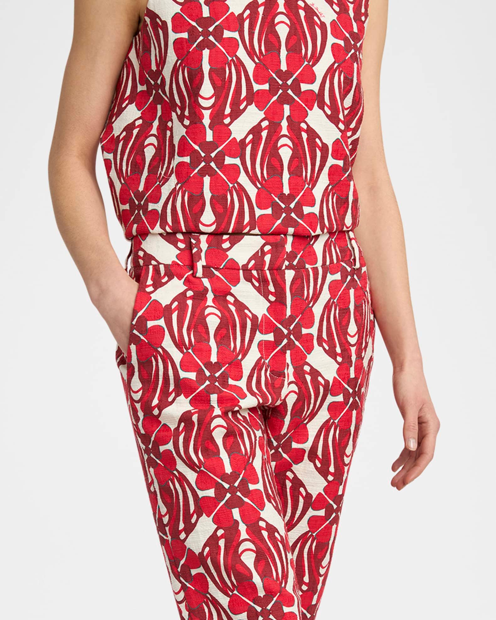 Floral-Print Straight-Leg Ankle Pants Product Image