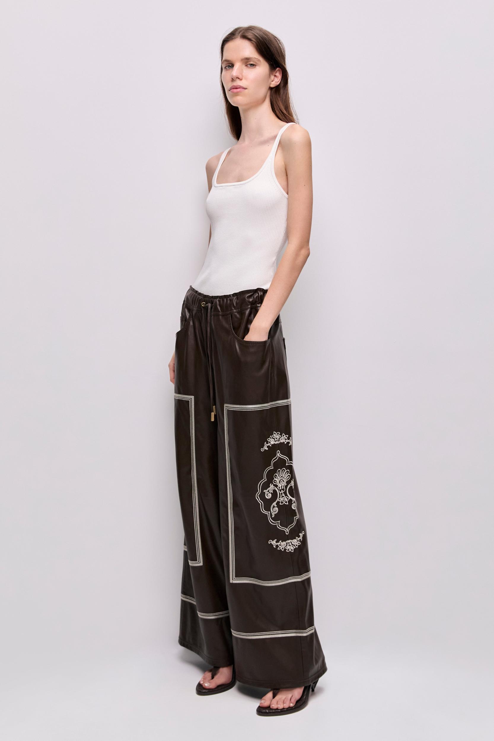Lotus Vegan Leather Shirt-DARK CHOCOLATE / 4 Product Image