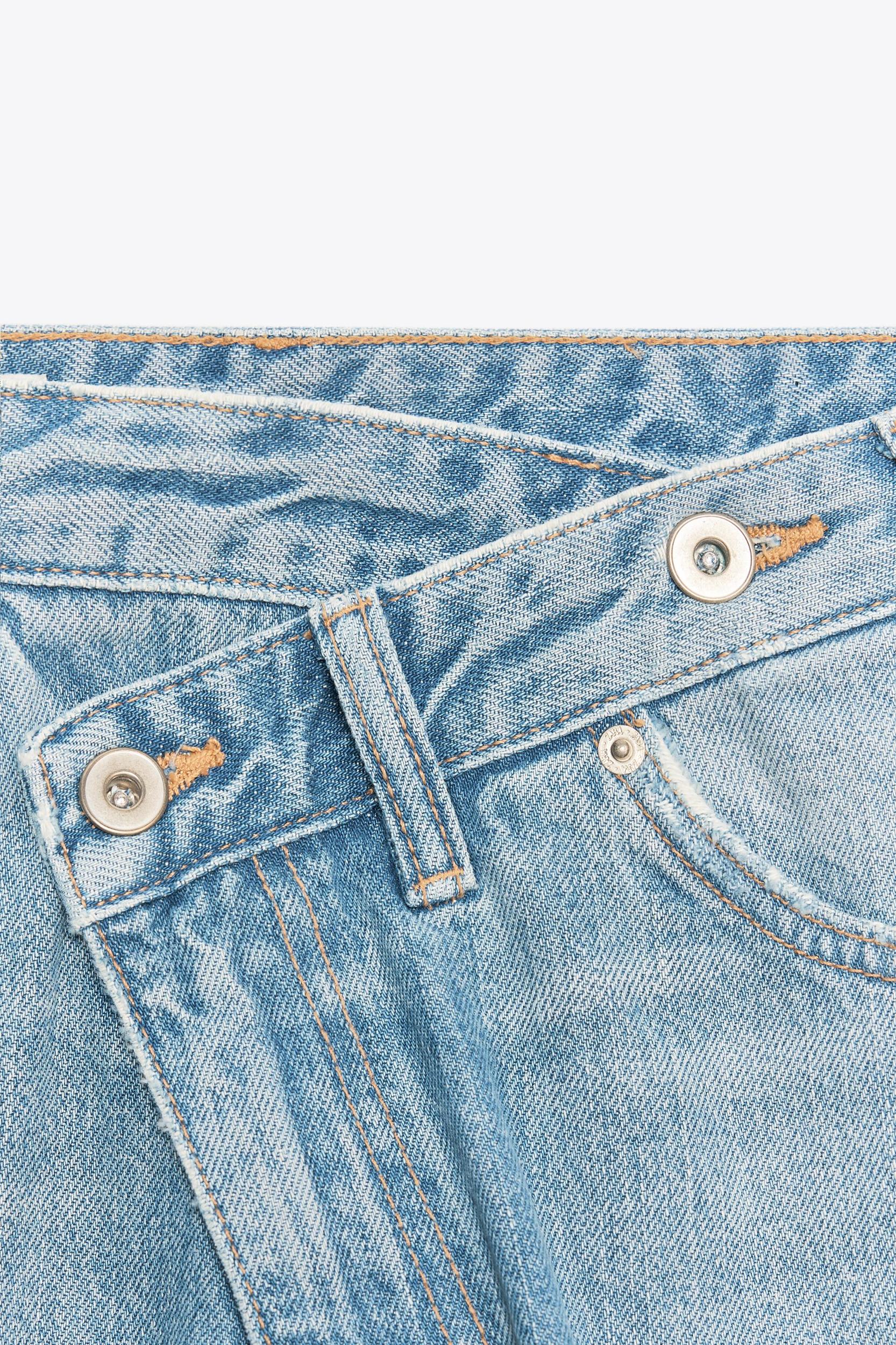 TRF HIGH WAIST CROSSOVER WAIST WIDE LEG JEANS Product Image