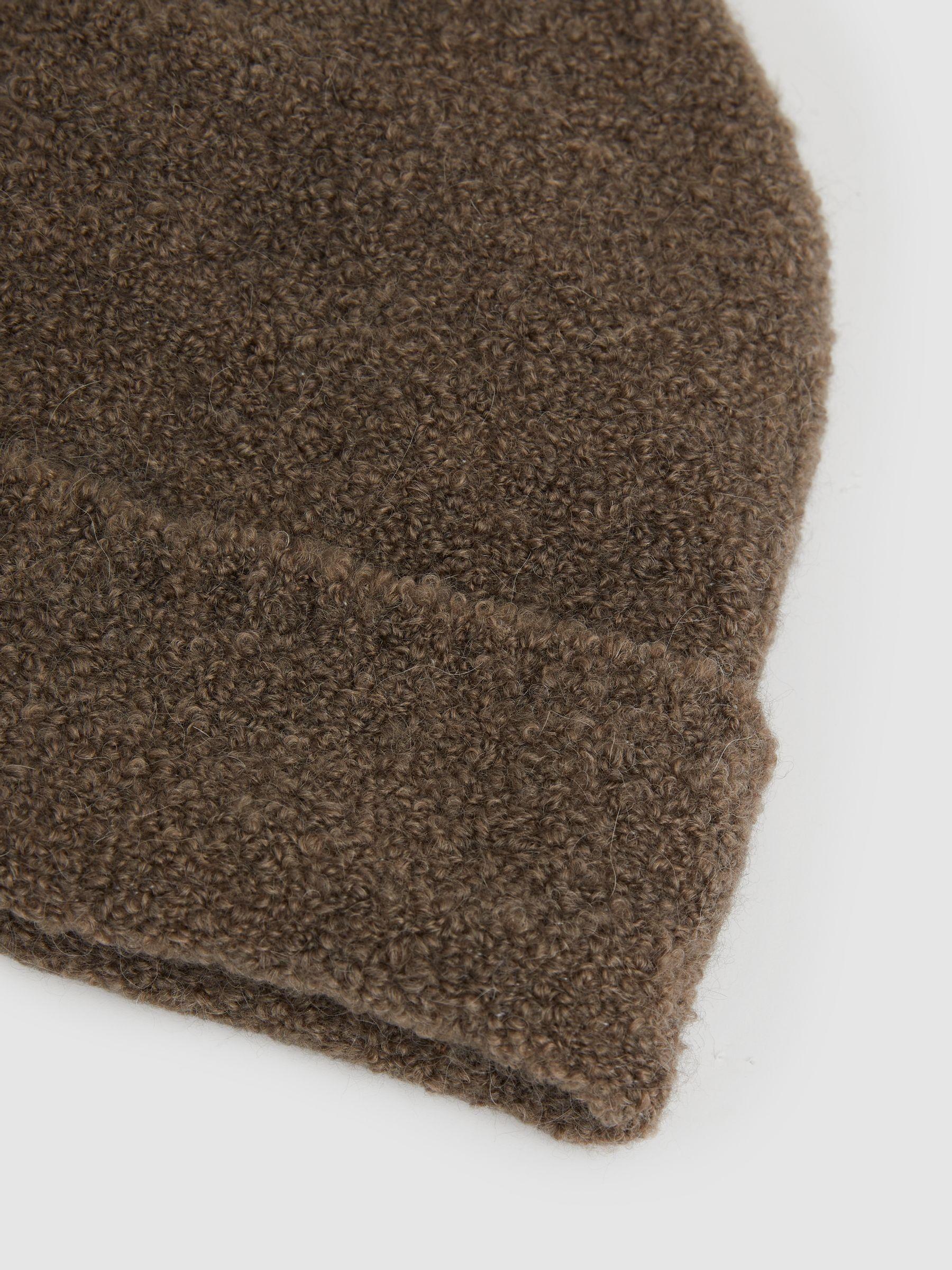 Wool Blend Bouclé Beanie in Taupe Product Image