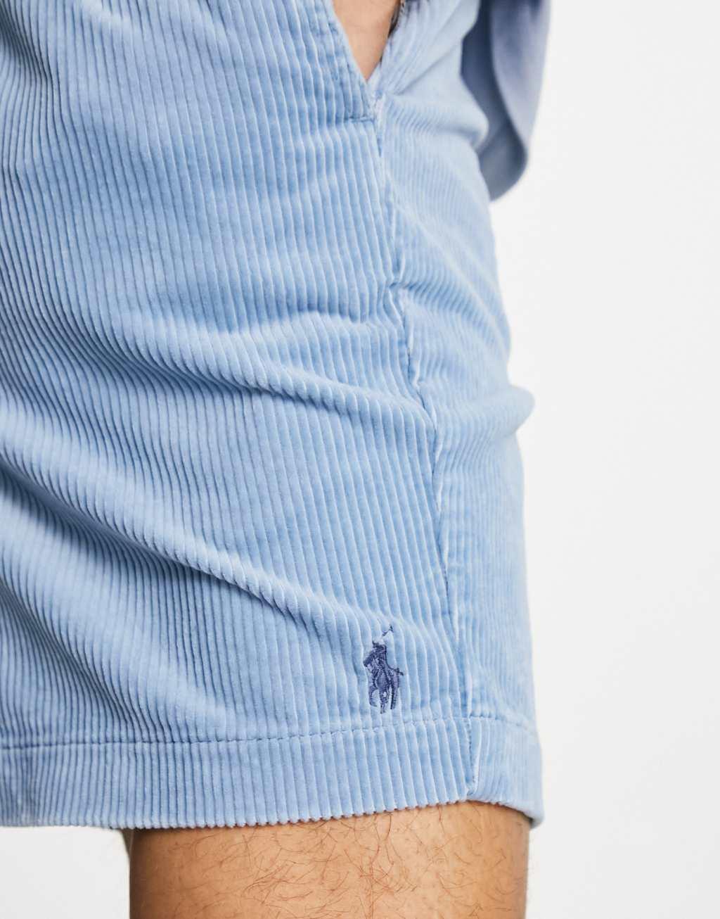 Polo Ralph Lauren Prepster flat front cord chino shorts classic oversized fit in light blue Product Image