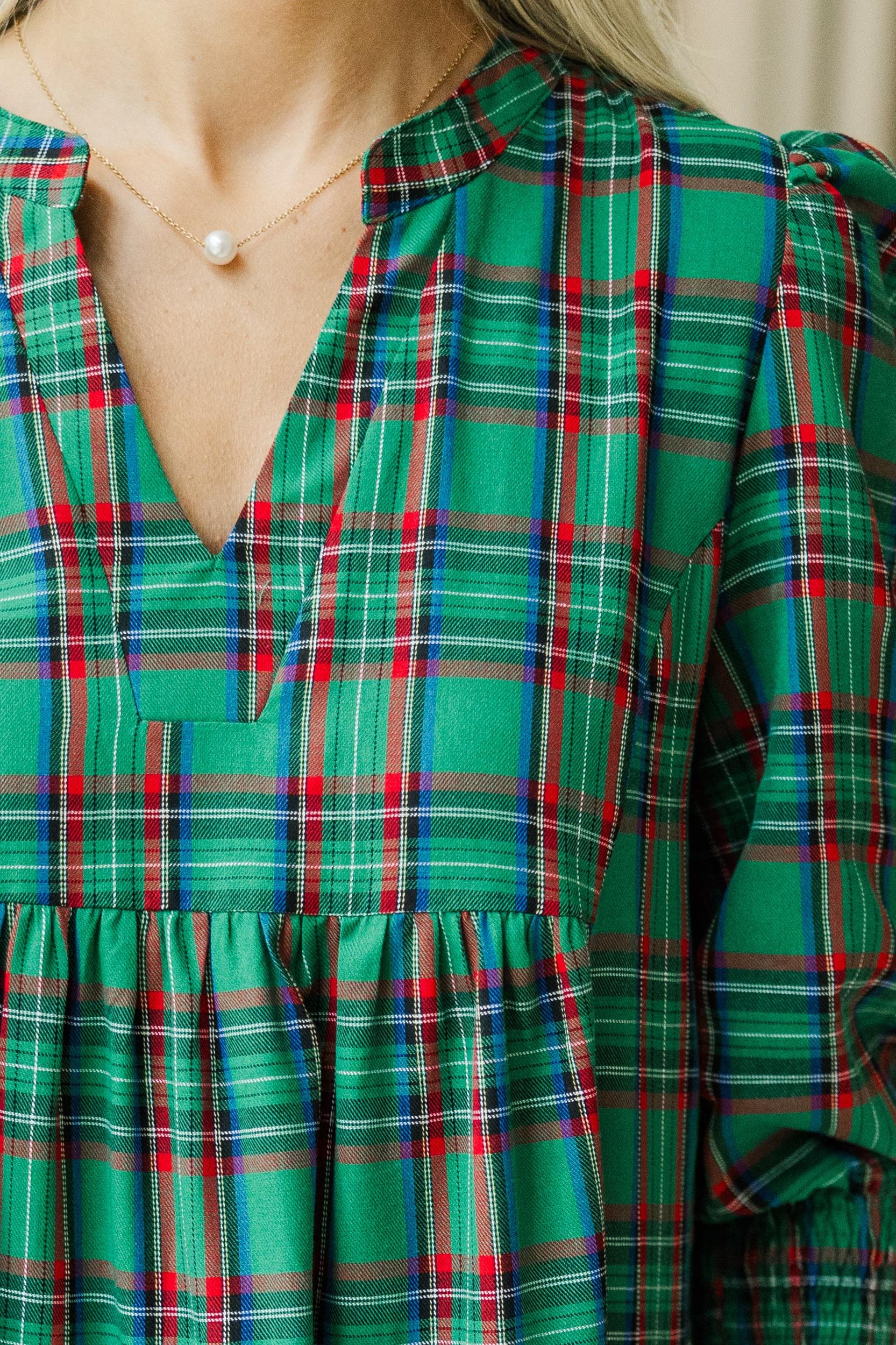 In Your Happy Place Green Plaid Dress Female Product Image