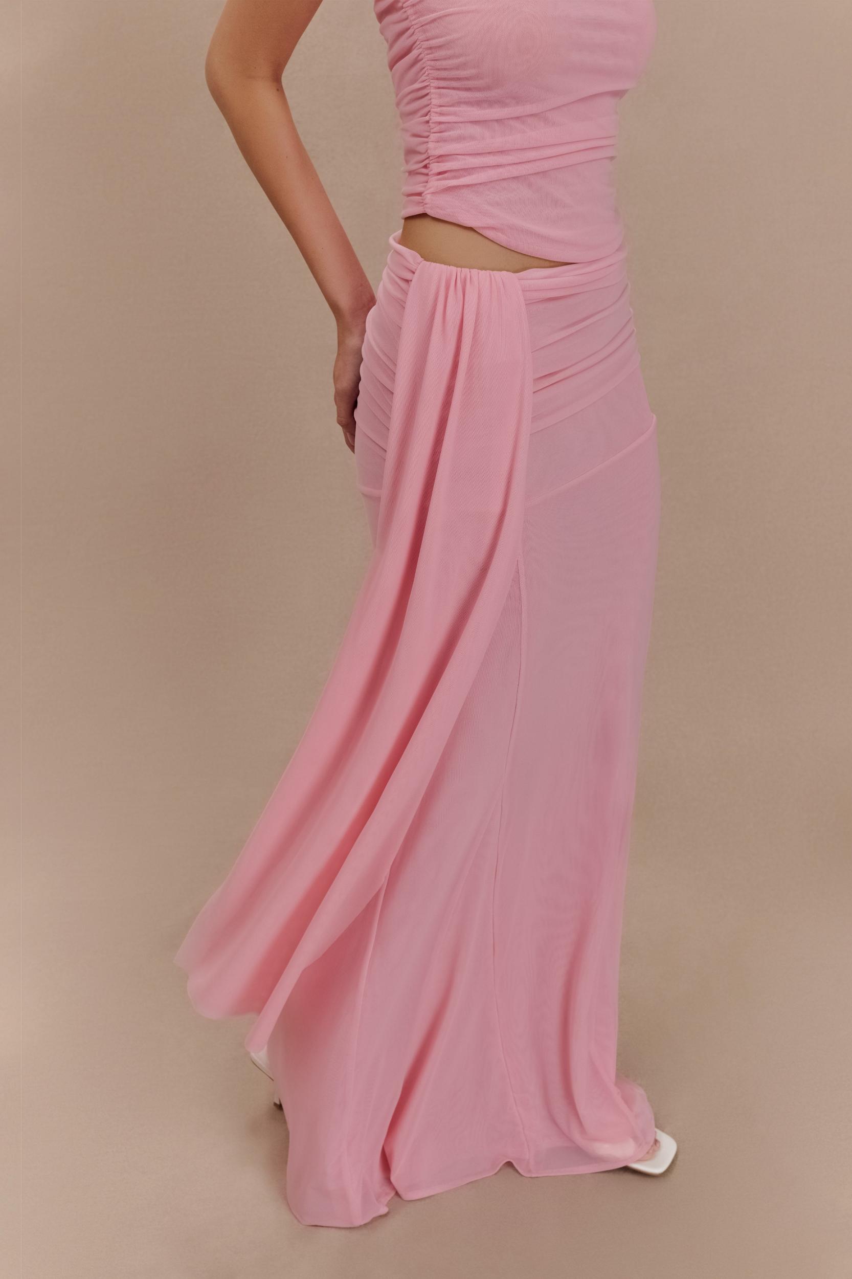 Arna Mesh Maxi Skirt - Candy Pink Product Image