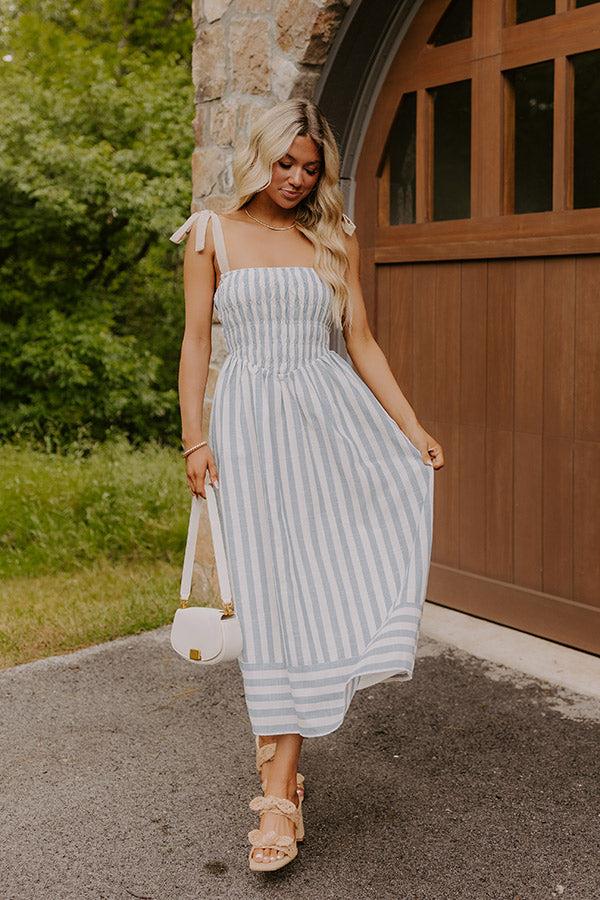 Shoreline Muse Linen-Blend Stripe Midi Dress Product Image
