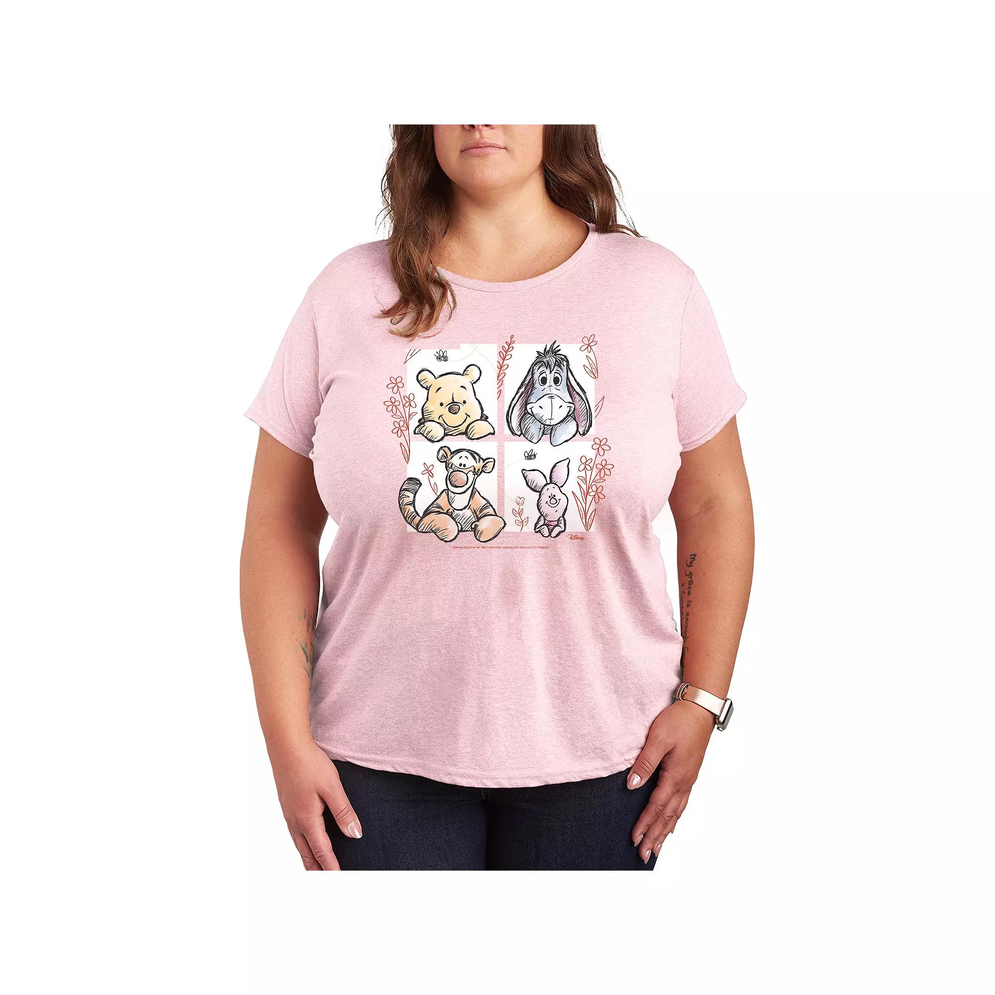 Disney's Winnie The Pooh Floral Grid Graphic Tee, Women's,  Product Image
