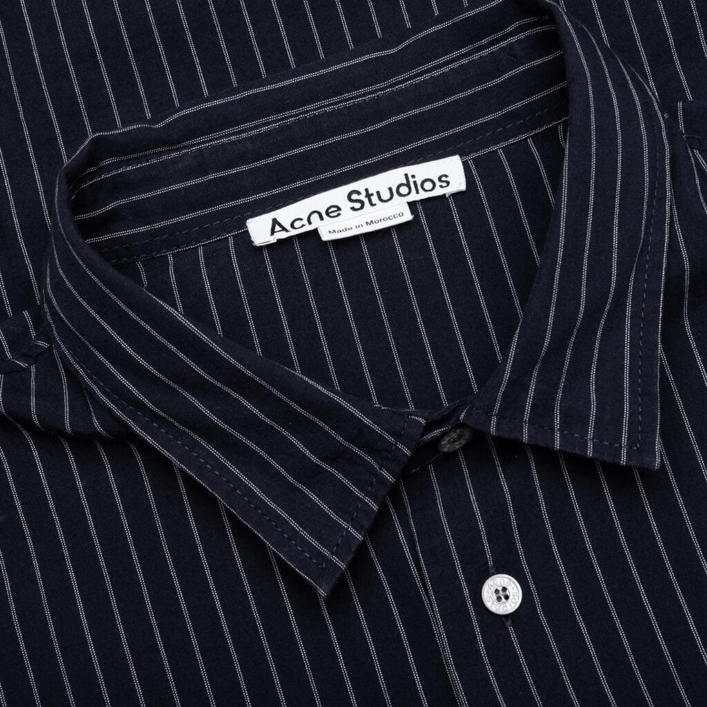 Stripe Button-Up Shirt - Navy/White Male Product Image