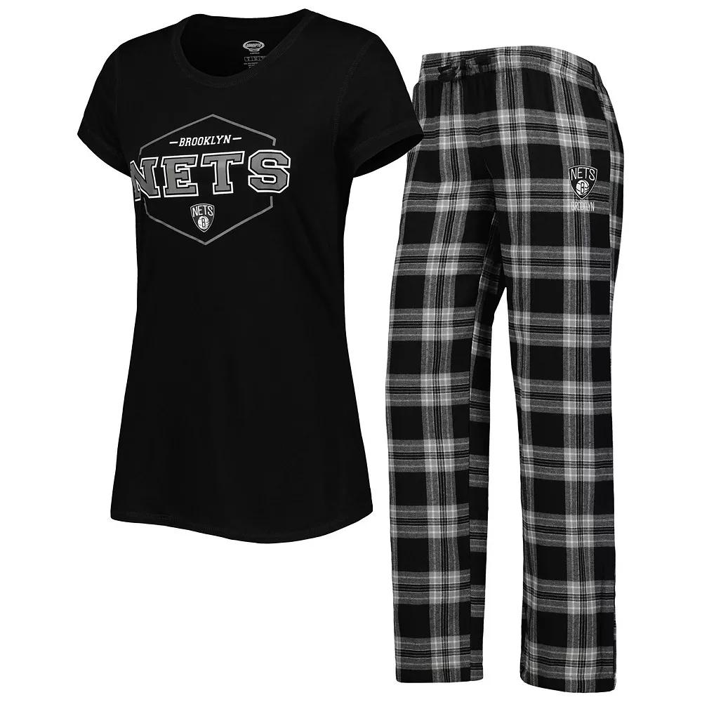 Women's Concepts Sport Black/Gray Brooklyn Nets Badge T-Shirt & Pajama Pants Sleep Set, Size: XL Product Image