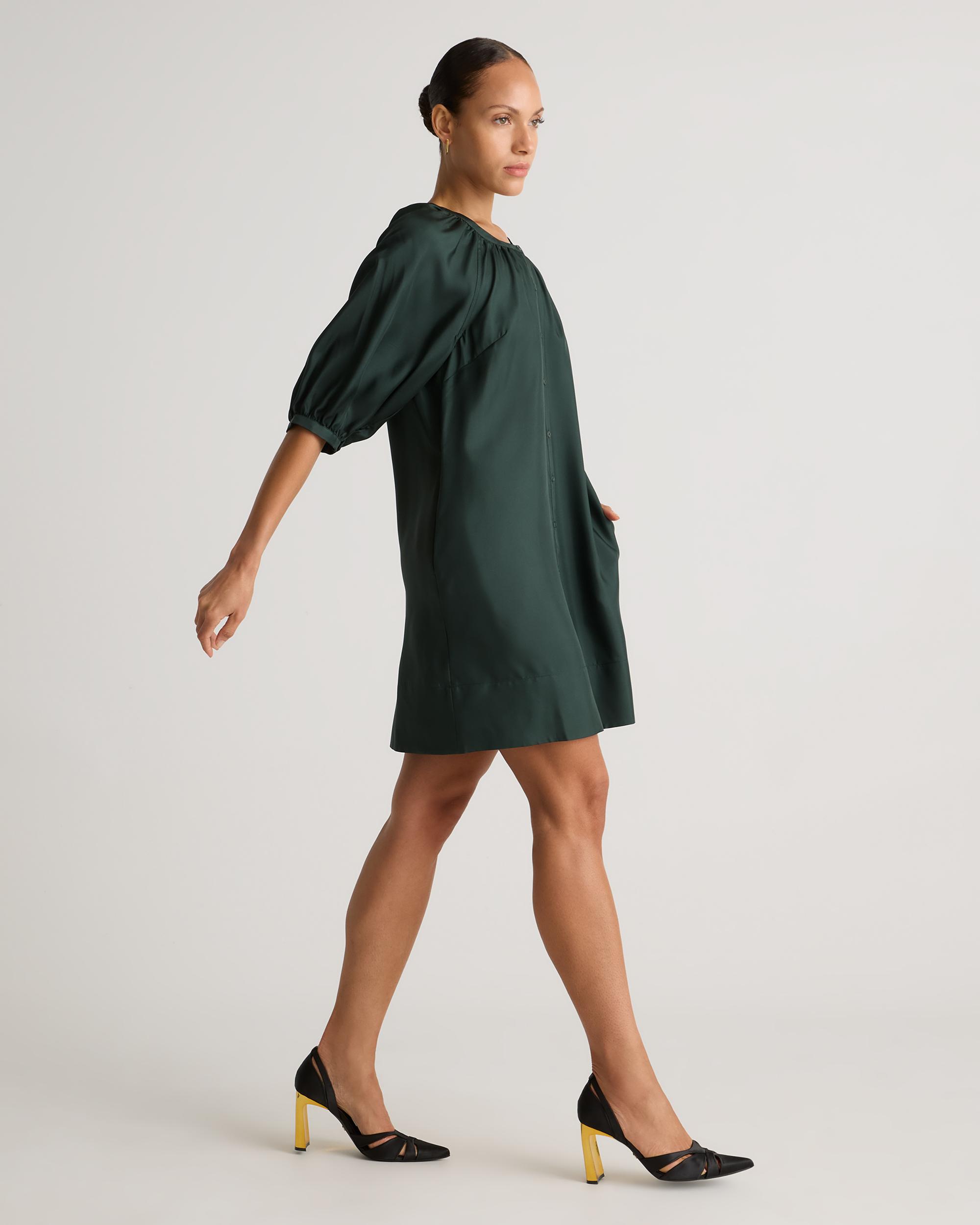 Quince | Women's 100% Silk Twill Button Front Mini Dress Product Image