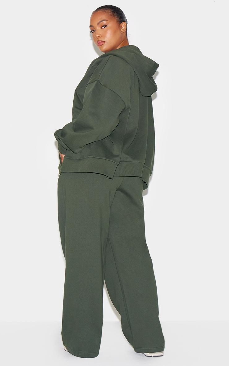 Khaki Premium Embroidered Oversized Wide Leg Sweatpants Product Image