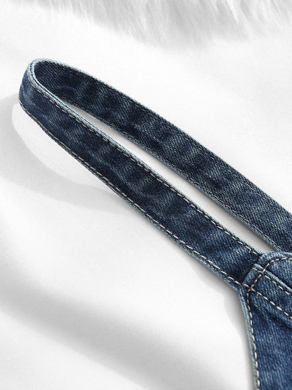 Vintage Denim Tie Back Cropped Cami Top Product Image