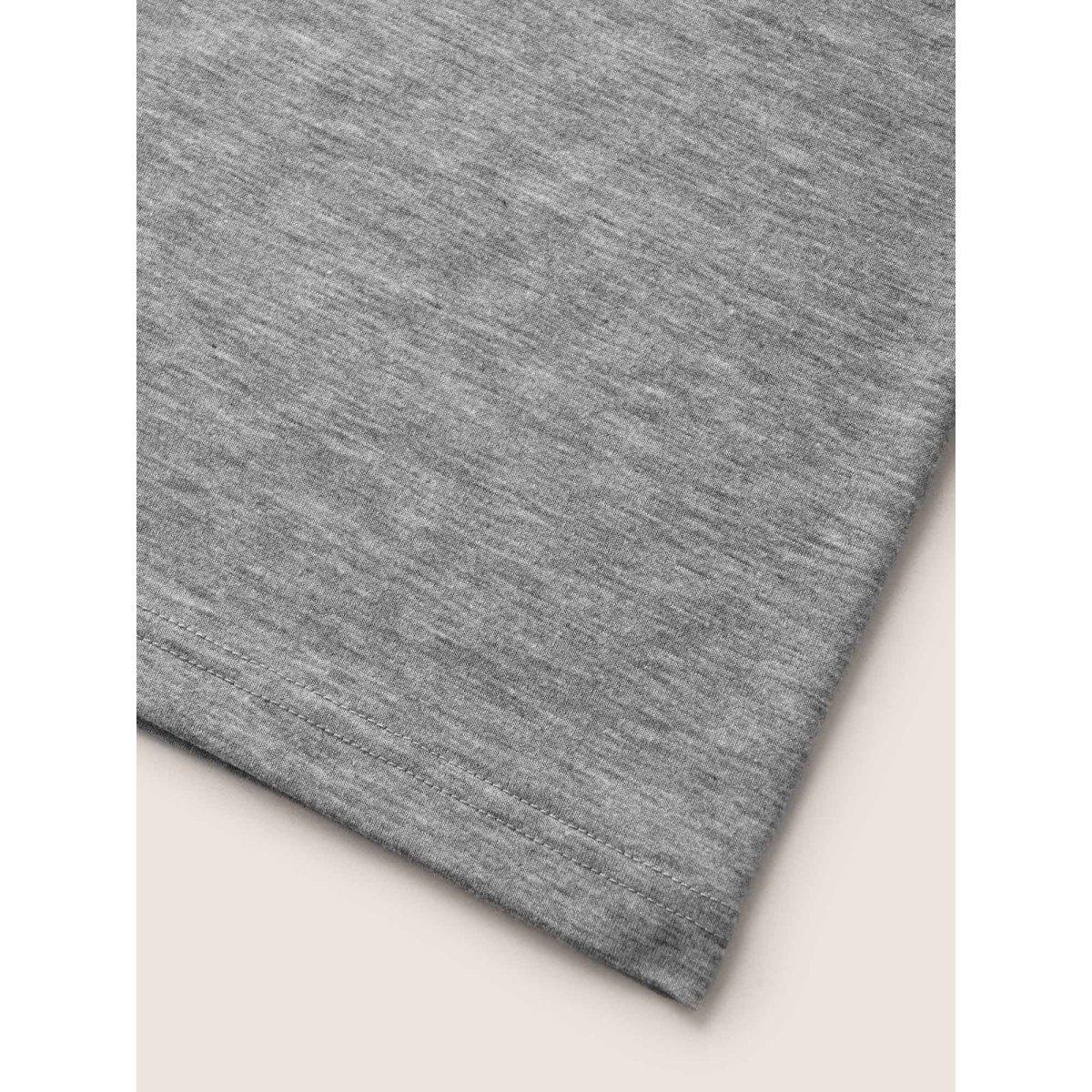 Plus Size Plain Heather Keyhole Dolman Sleeve T-shirt DarkGray Women Casual Cut-Out Round Neck Everyday T-shirts BloomChic 18-20/2X Product Image