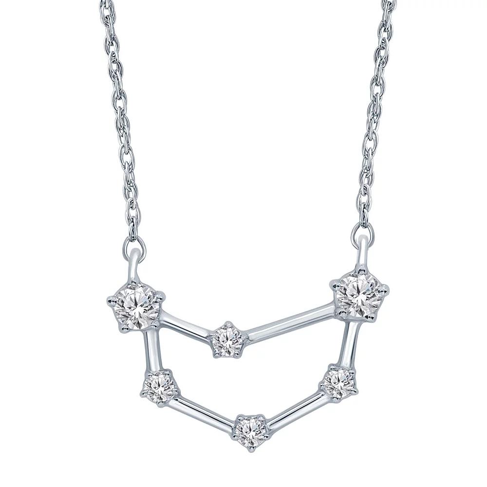 Sterling Silver 1/5 Carat T.W. Diamond Constellation Necklace, Women's, Size: 18", Scorpio Product Image
