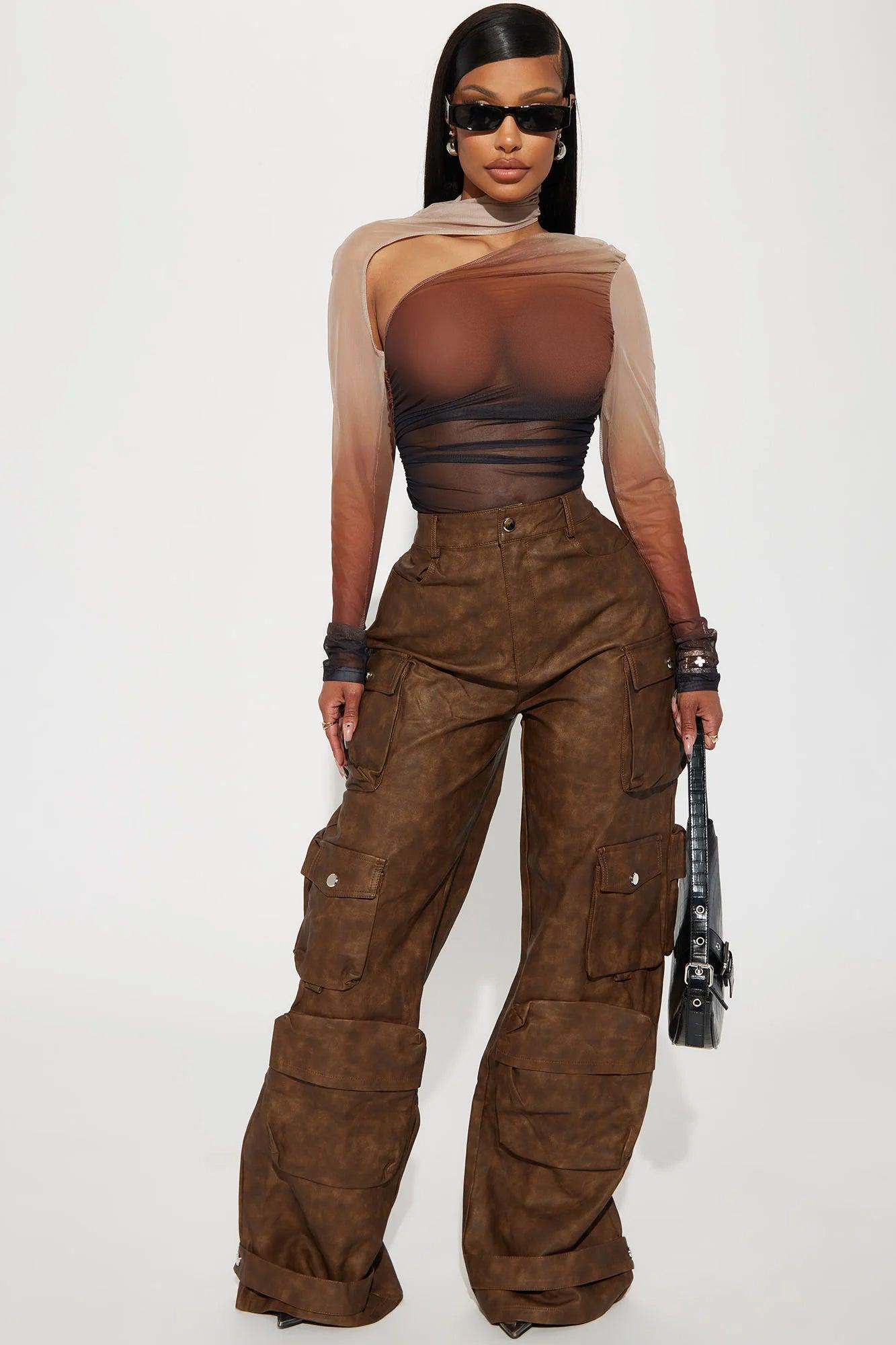 Hot Take Mesh Bodysuit - Brown/combo Product Image