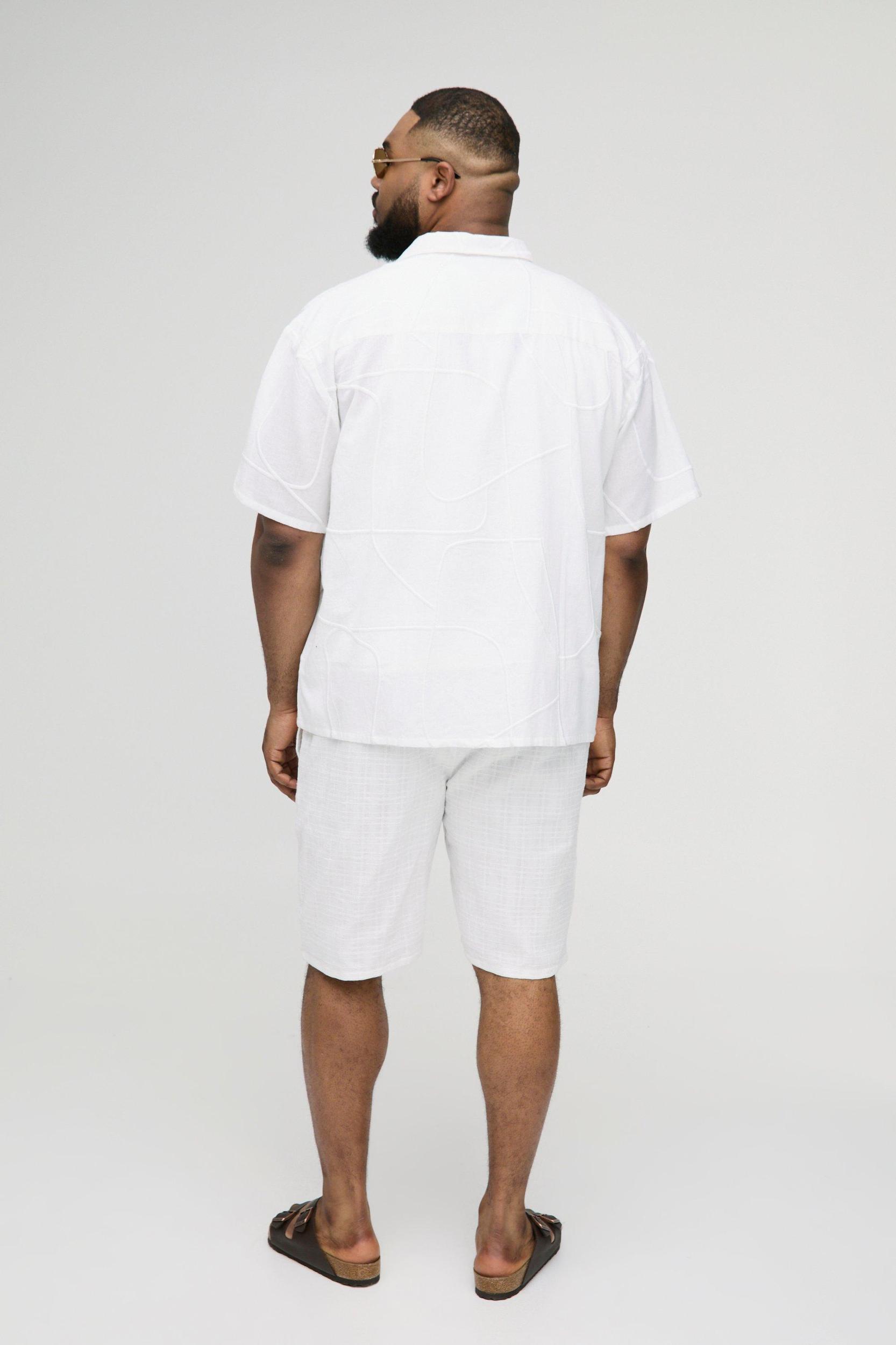 Plus Oversized Revere Abstract Large Scale Embroidered Shirt | boohooMAN USA Product Image