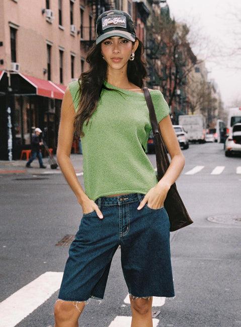 Cult Classic Longline Denim Shorts Vintage Wash Product Image