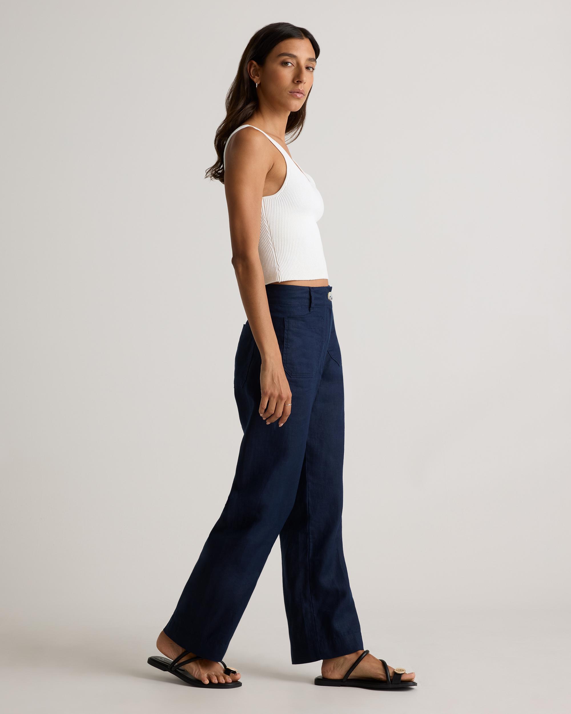 Quince | Women's 100% European Linen Patch Pocket Wide Leg Pants Product Image