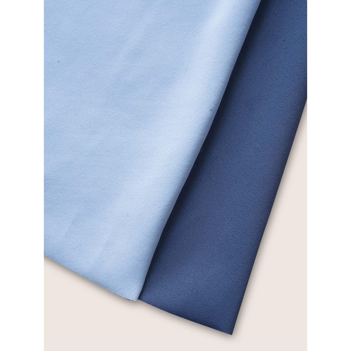 Plus Size Contrast V Neck Tie Knot Swim Dress Women's Swimwear Indigo Beach Bodycon V-neck High stretch Curve Swim Dresses BloomChic 12/L Product Image