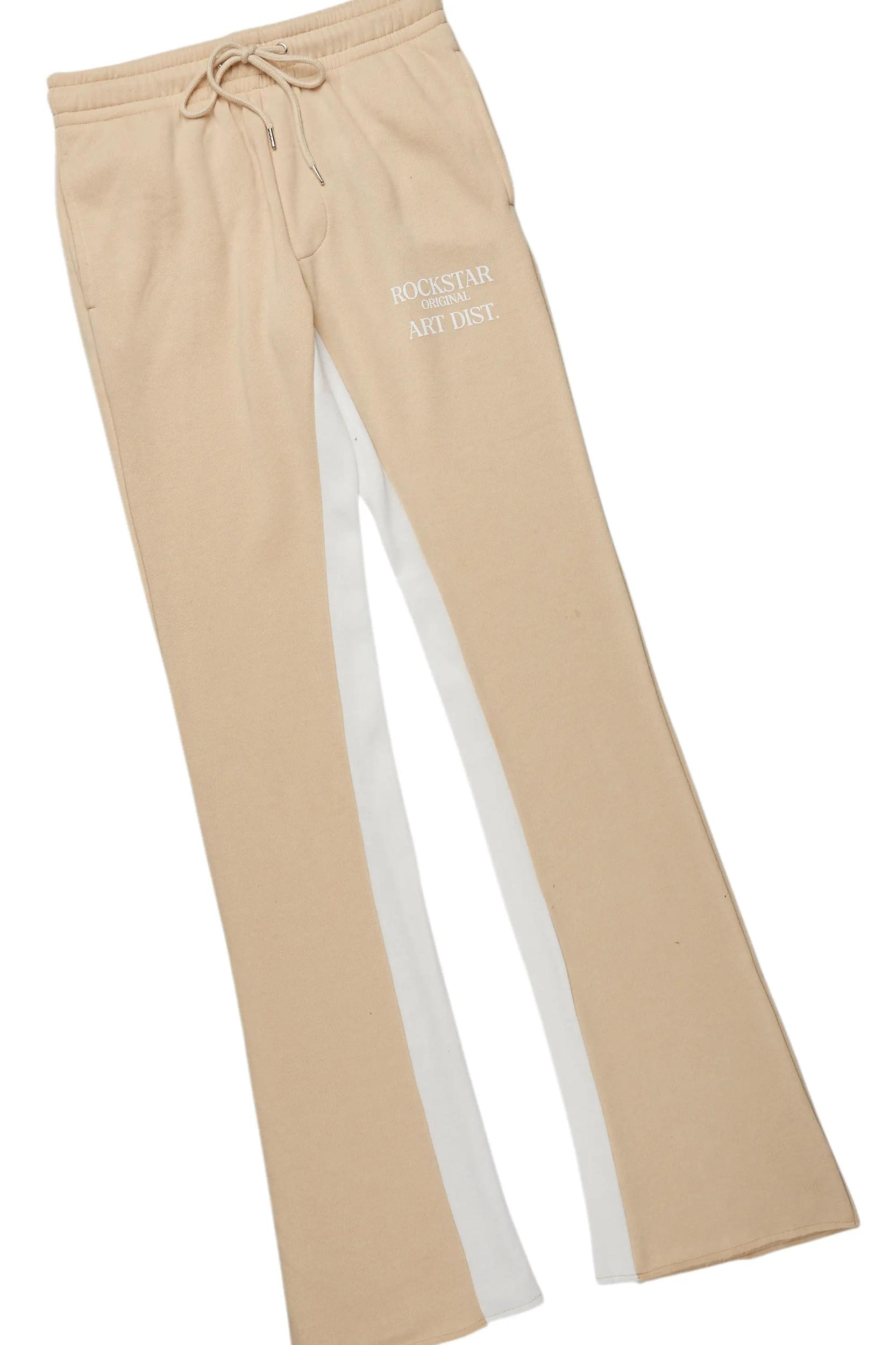 Briggs White/Beige Long Sleeve T-Shirt/Baggy Pant Set Male Product Image