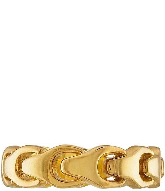 Bulova Men's 14K Gold Tone Sterling Silver Chain Band Ring Product Image