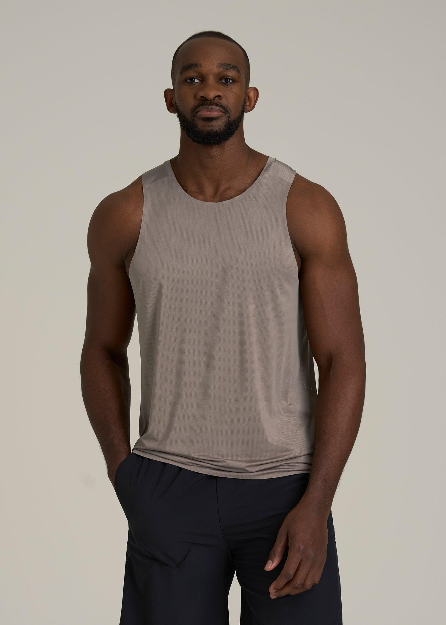 Perforated Training Singlet for Tall Men in Portobello Male Product Image