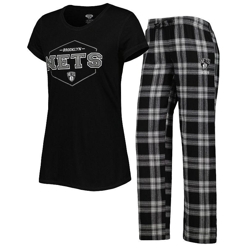 Women's Concepts Sport Black/Gray Brooklyn Nets Badge T-Shirt & Pajama Pants Sleep Set, Size: XL Product Image