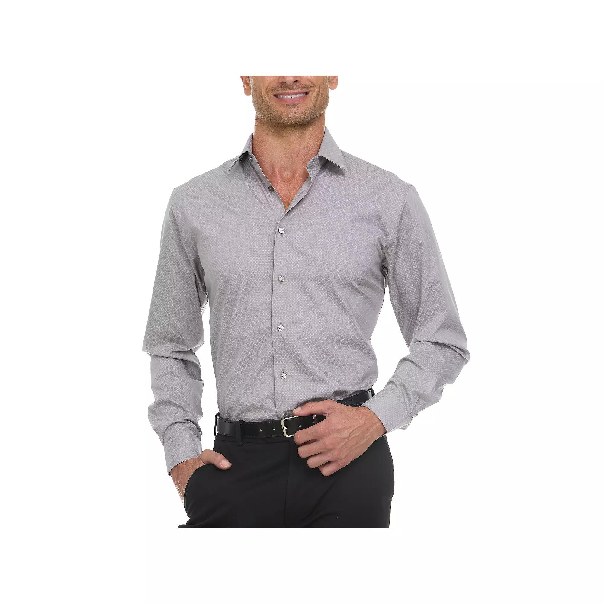 Men's Ben Sherman Slim-Fit Dress Shirt, Size: XL-34/35, Gray White Micro Print Product Image