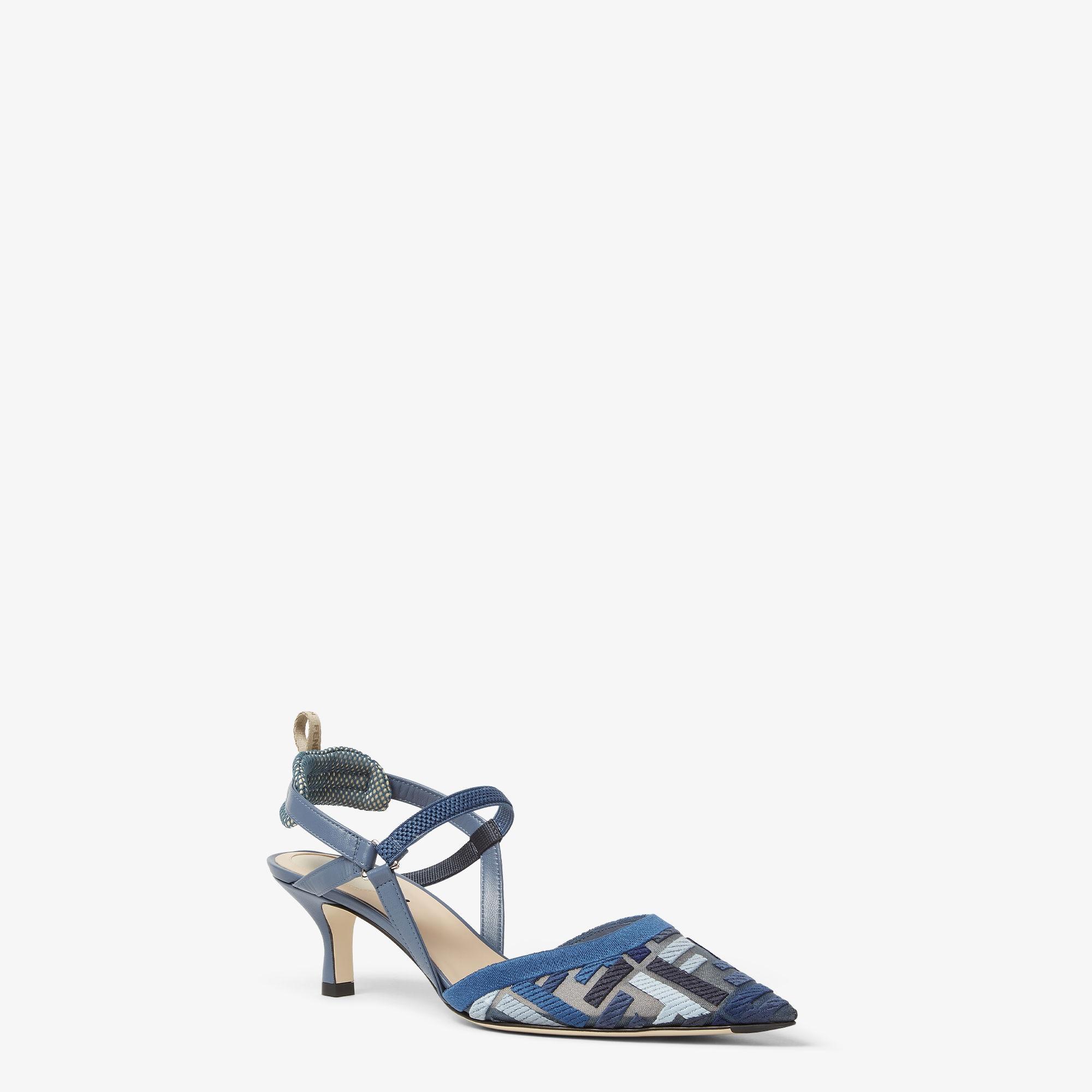 Colibrì LiteBlue mesh medium-heeled slingbacks with FF embroidery Product Image