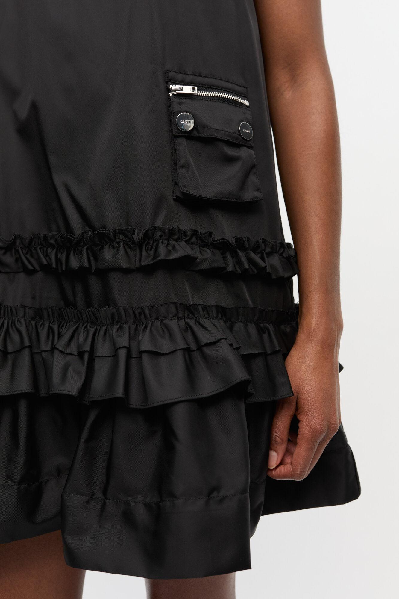 Black Duchesse Nylon Mini Dress Product Image