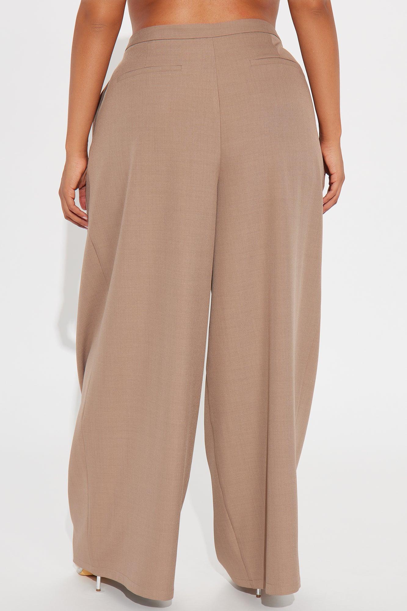 Mia Wide Leg Trouser Pant - Khaki Product Image