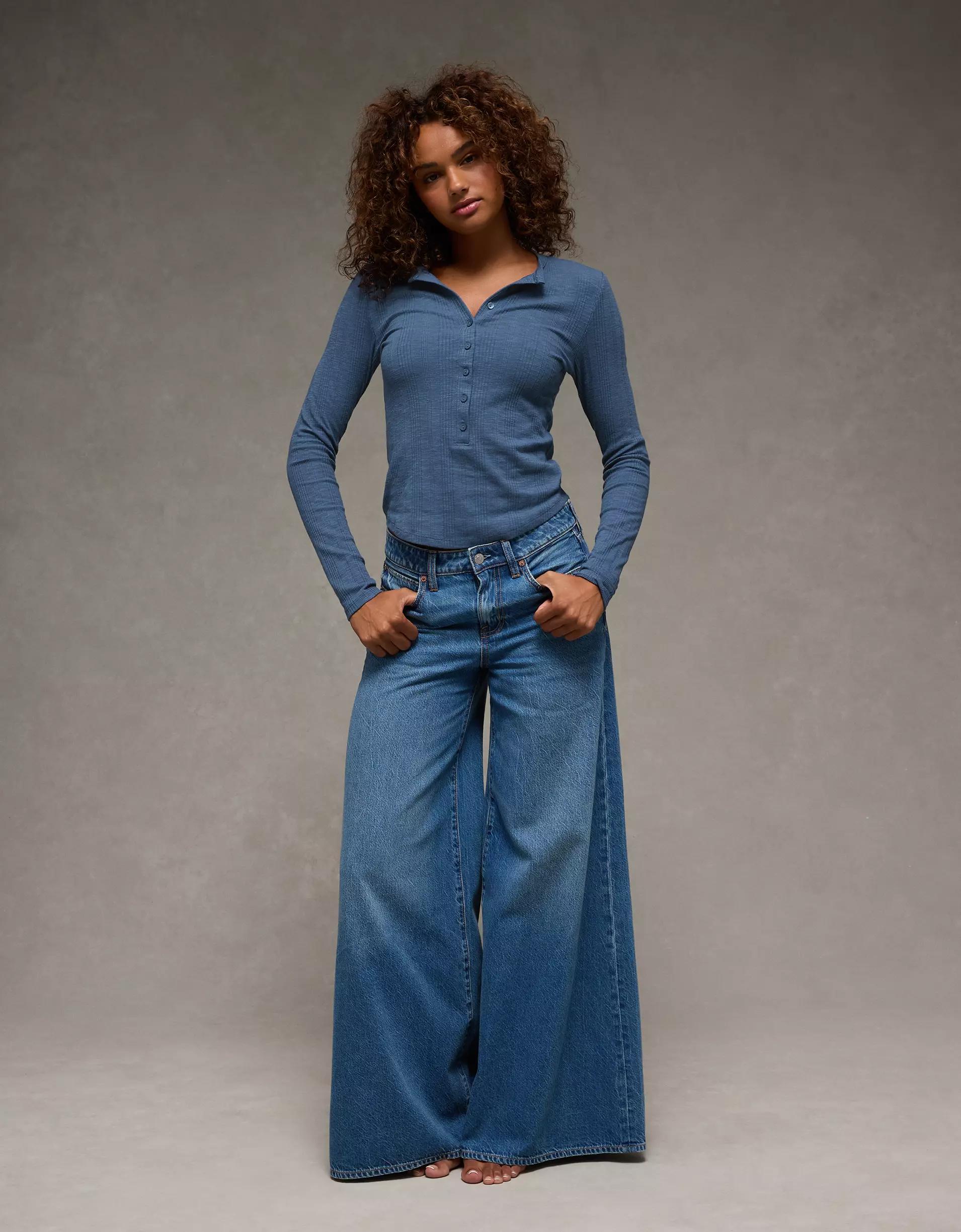 AE Long Sleeve Henley T-Shirt Product Image