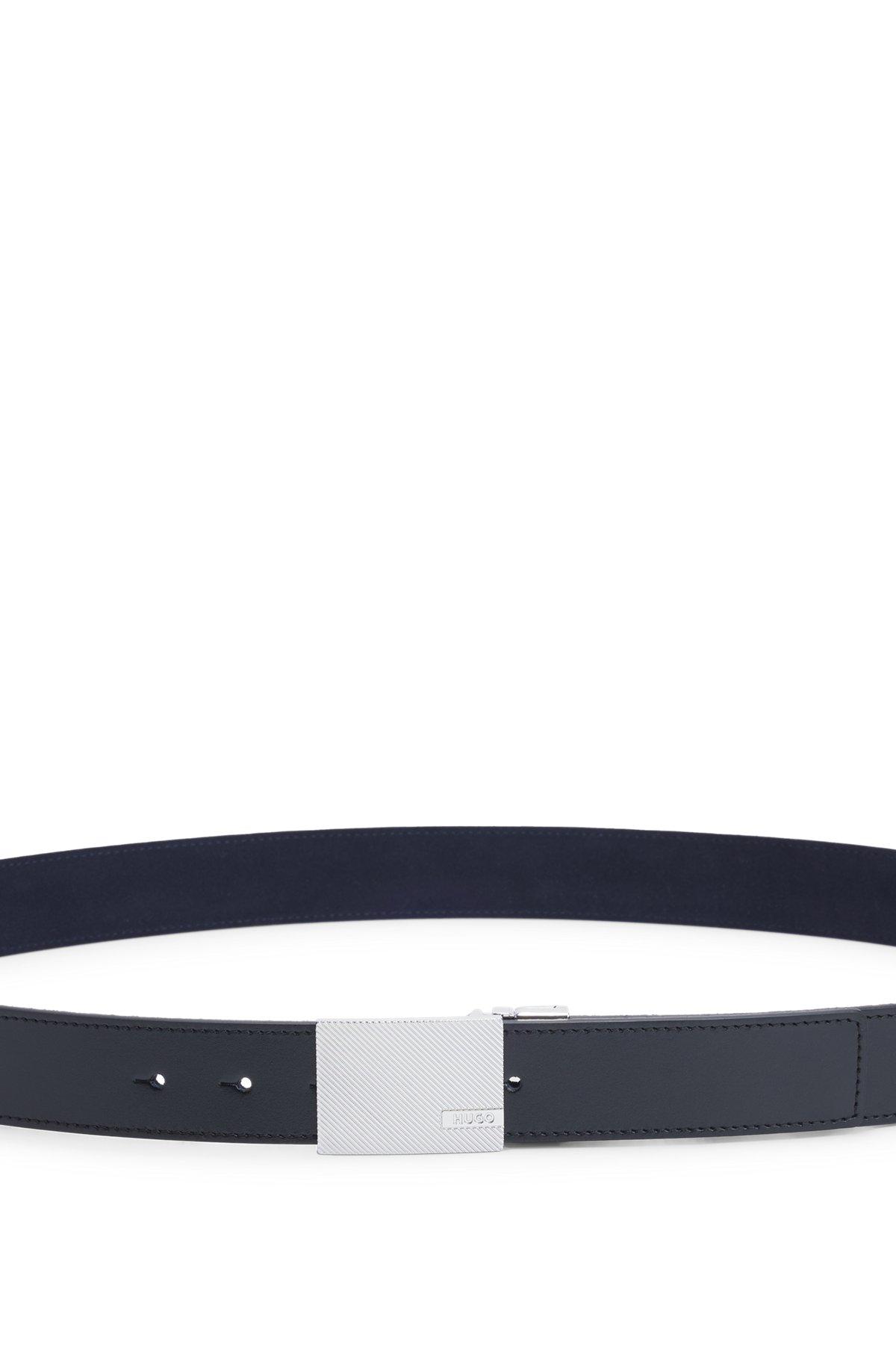 Reversible Italian-leather belt with pin and plaque buckles  Product Image