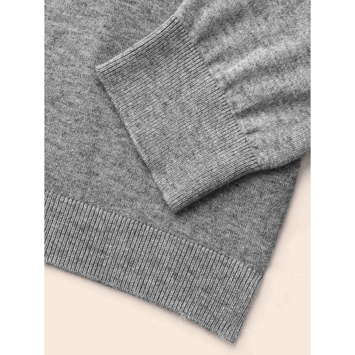 Plus Size Supersoft Drop Shoulder V-Neck Top Mediumgray Women Casual Long Sleeve V-neck Everyday Pullovers BloomChic 30/6X Product Image