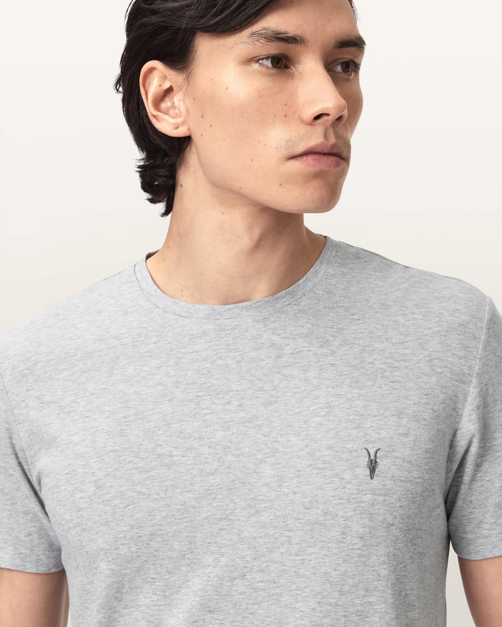 Tonic Crew Neck Slim Ramskull T-Shirt GREY/WHITE/GREEN | ALLSAINTS US Product Image