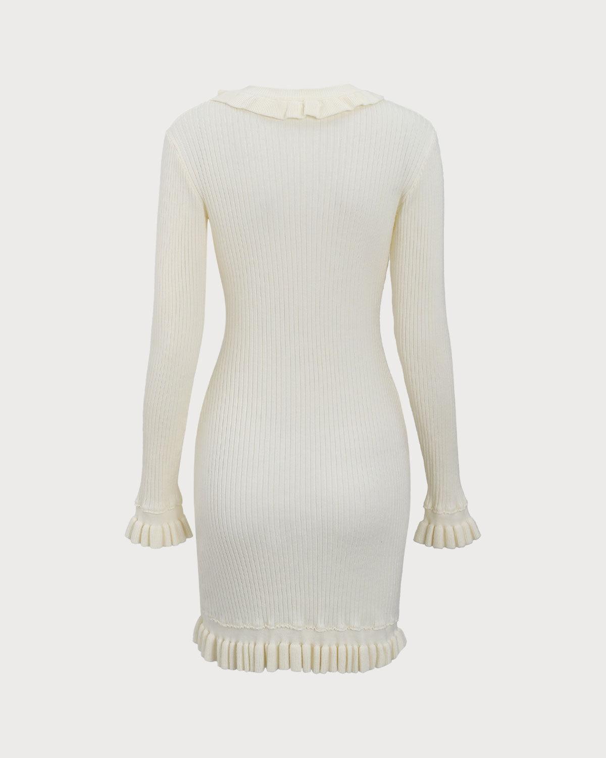 White Bodycon Sweater Mini Dress Product Image