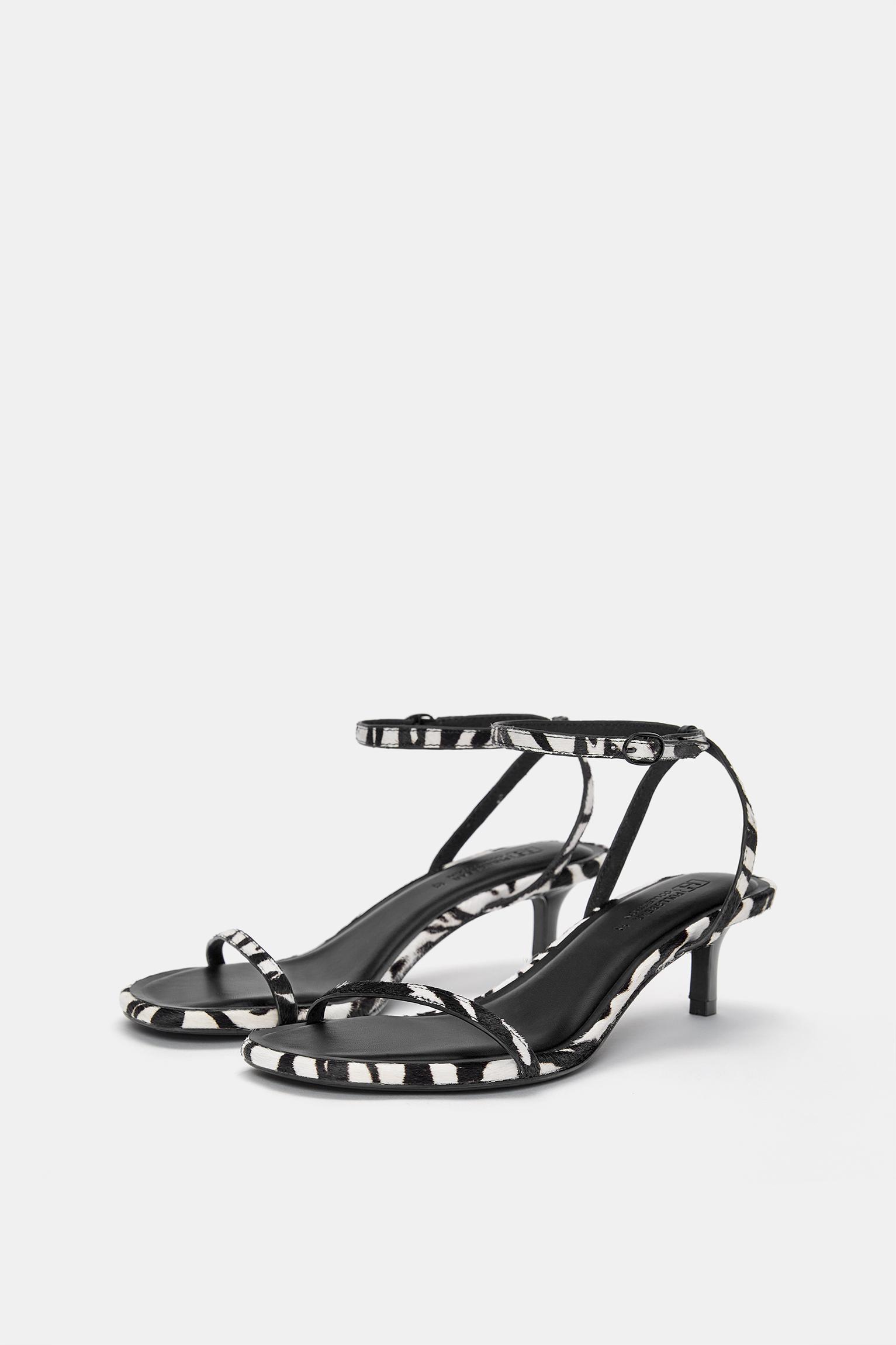 Leather zebra print high-heel sandals Product Image