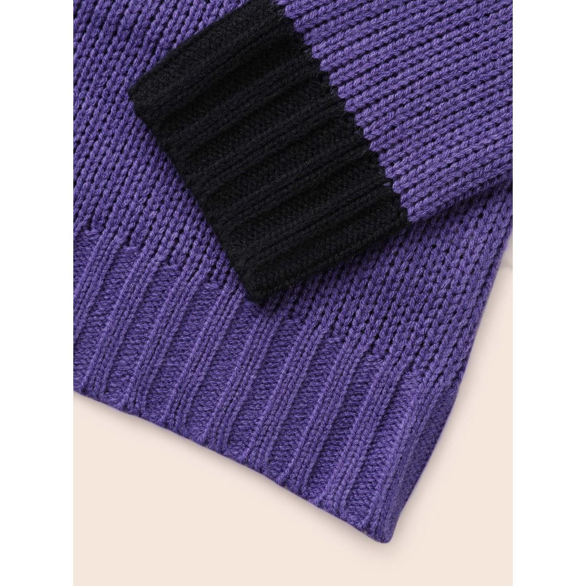 Plus Size Mystic Cat Pattern Crew Neck Pullover DarkViolet Women Casual Loose Long Sleeve Round Neck Everyday Pullovers BloomChic 18-20/2X Product Image