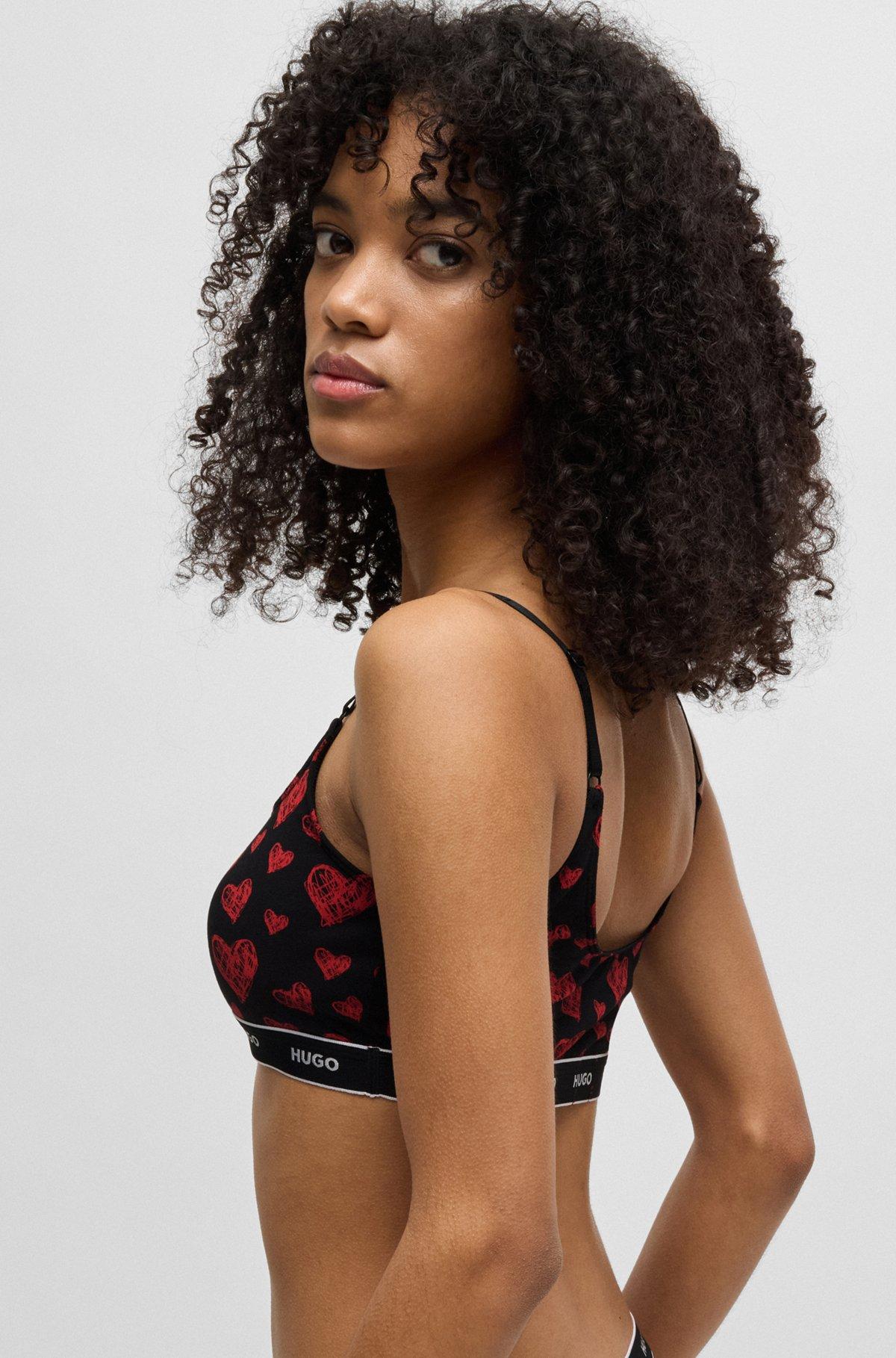 HUGO - Two-pack of stretch-cotton bralettes with logo underbands - Patterned Product Image