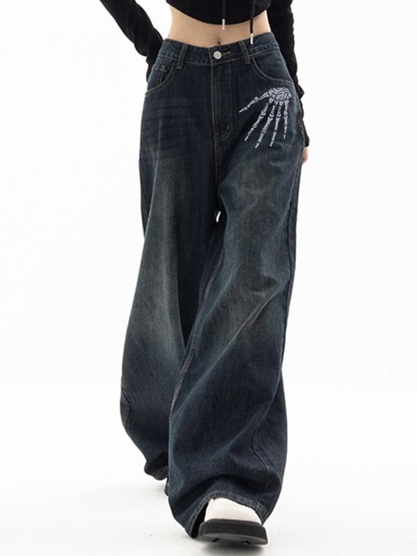 Vintage Blue Star Print 90s Boyfriend Jeans Product Image