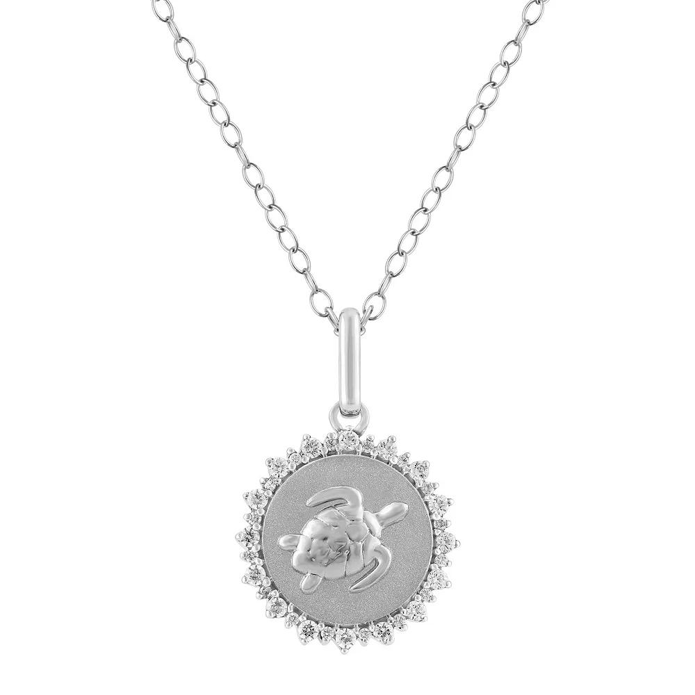 Royal Aura Sterling Silver 1/4 Carat T.W. Diamond Medallion Turtle Pendant Necklace, Women's, Size: 18" Product Image