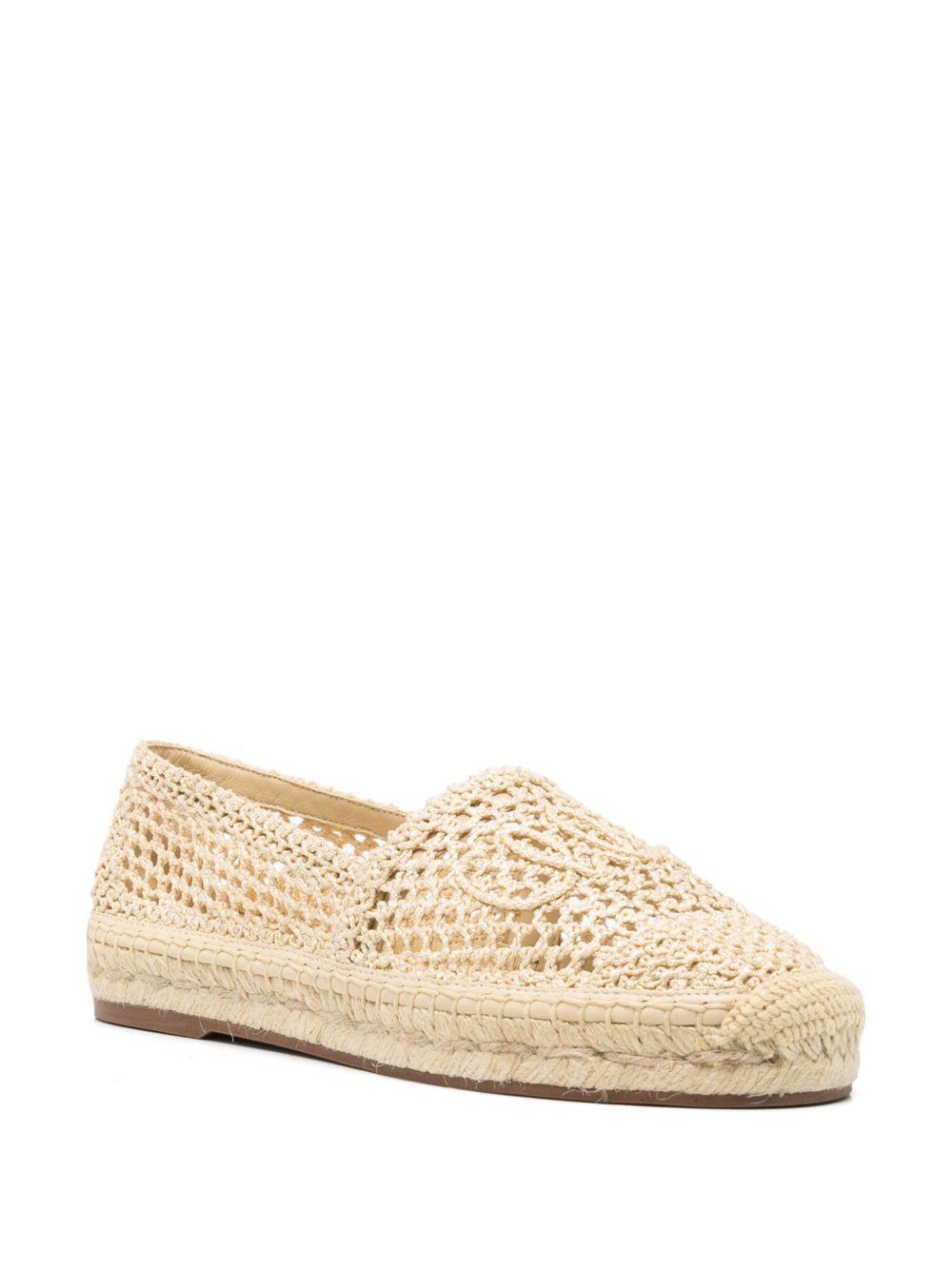 CHLOÉ Womens Chloe Isla Logo-embossed Crochet Espadrilles In Brown Product Image
